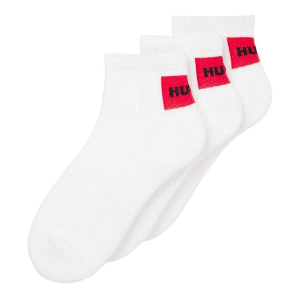 Hugo Mens Logo Ankle Socks (Pack of 3) / White